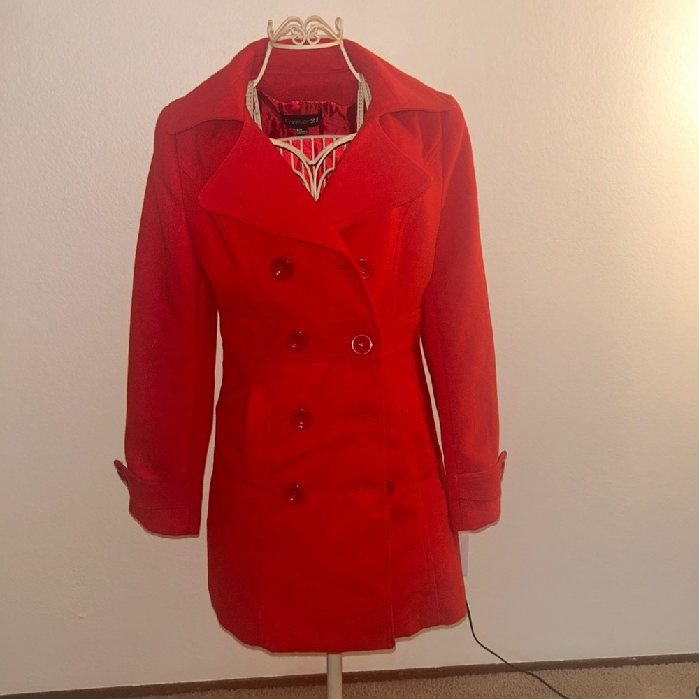 Forever 21 red pea coat